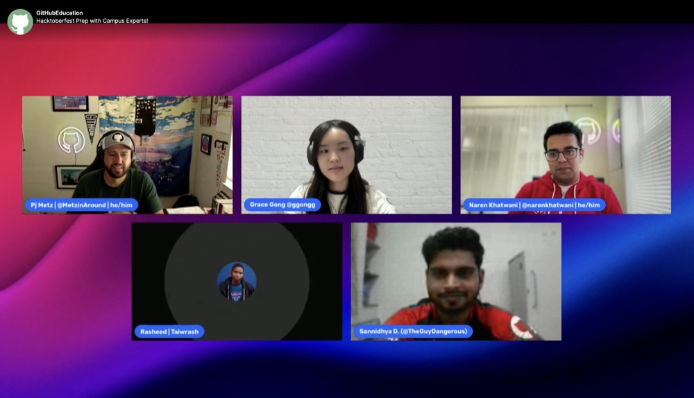 Hacktoberfest Prep with GitHub Campus Experts livestream panel